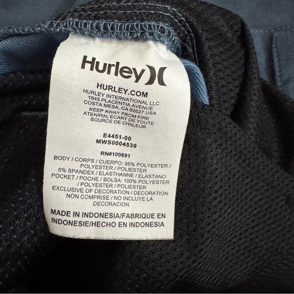 Men's Hurley Slate Blue Flat Front Casual Shorts with Relaxed Fit - Picture 7 of 11